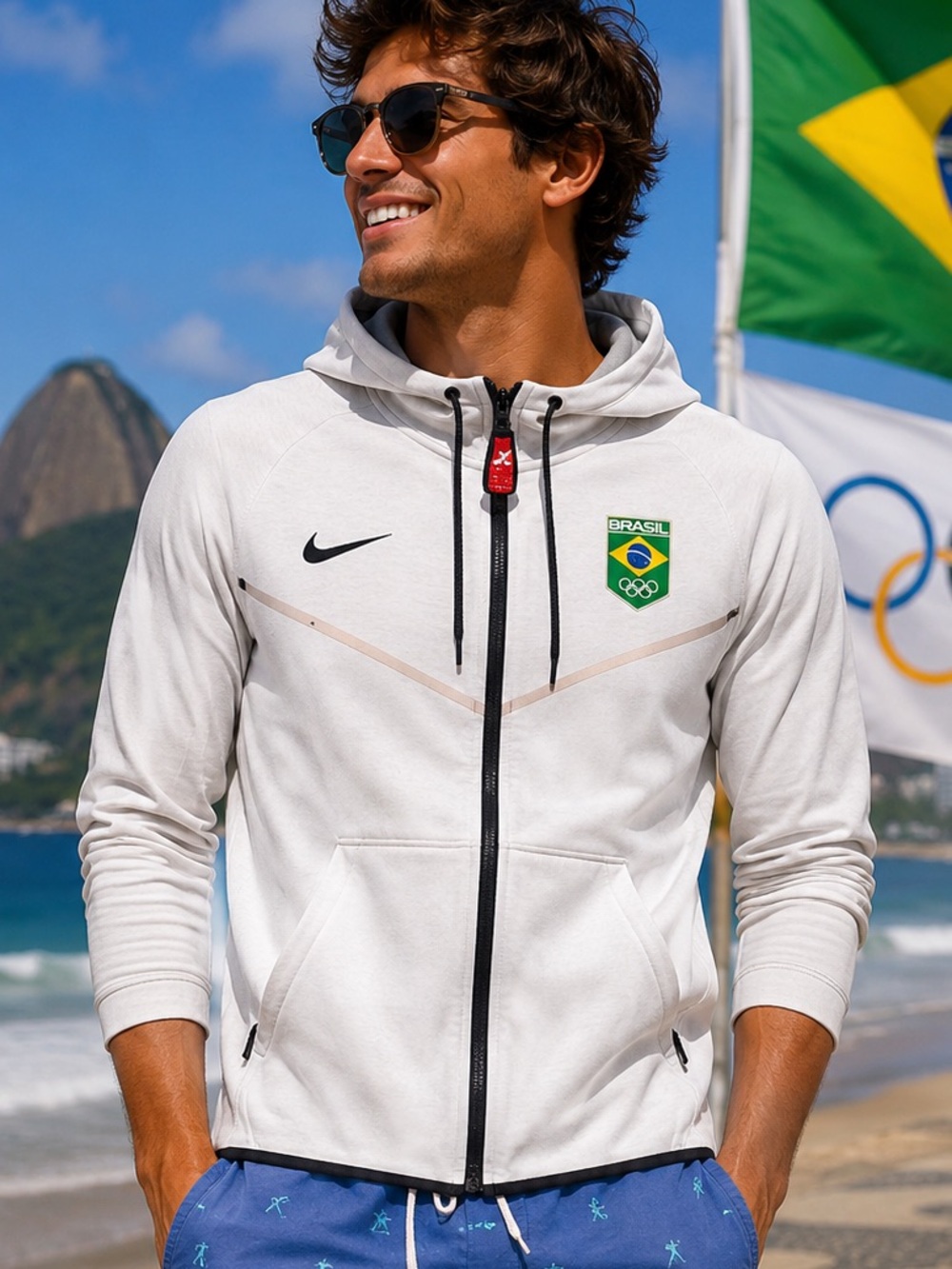 Nike Team Brasil Olympic Full Zip Hoodie Jacket White Men’s Large